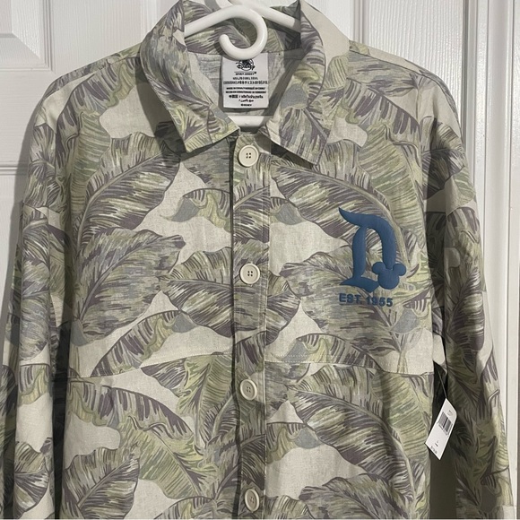 Disneyland Disney Spirit Jersey Mens Large Floral Long Sleeve Button Front Shirt - Picture 2 of 7